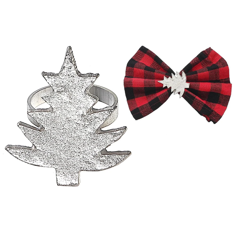 Christmas Metal Tree Tapkin Ring Silver - Ensemble De 6
