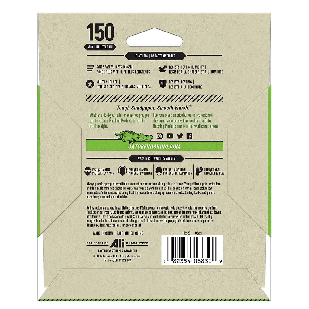 Gator Multi-Surface Clamp-On 1/4 Sanding Sheet -150 Grit