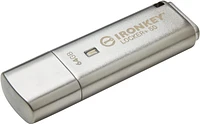 Kingston Ironkey Locker+ 50 Clé USB cryptée 64 Go | USB 3.2 Gen 1 | Protection XTS-AES | Options de sécurité multi-mots de passe | Sauvegarde automatique dans le cloud | Boîtier en métal | IKLP50/64 G