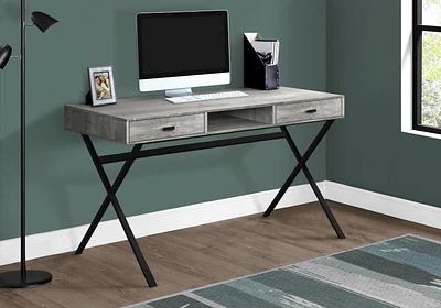 Monarch Specialties Bureau, Bureau À Domicile, Ordinateur Portable, Tiroirs De Rangement, 48"l, Travail, Métal, Stratifié, Gris, Noir, Contemporain, Moderne