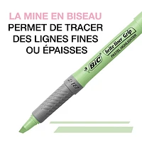 Ensemble de surligneurs pastel à grip BIC Brite Liner, pointe biseautée, paquet de 6 surligneurs pastel de couleurs assorties, jolis surligneurs pour la rédaction de carnets, la prise de notes, etc. Paquet de 6