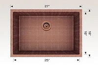 American Imaginations AI-29186 27 pouces Évier de cuisine en cuivre rose approuvé par W CSA avec finition en cuivre et calibre 16