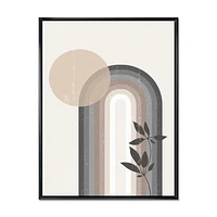 Designart Abstract Rainbow Sun and Moon In Earth Tones III FLOAT FRAME WALL ART