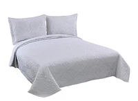 Marina Décoration Literie ultra douce en tissu Pinsonic gaufré uni avec taies d'oreiller