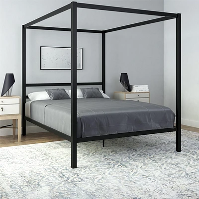 DHP Modern Metal Canopy Bed, Queen, Black