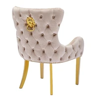 Canadian Royal Beige Velvet Dining Chair Golden Legs