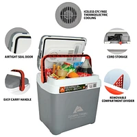 Glacière thermoélectrique Ozark Trail 26 pintes, glacière de voyage portable, Highline 12 V sans glace 30 canettes, gris