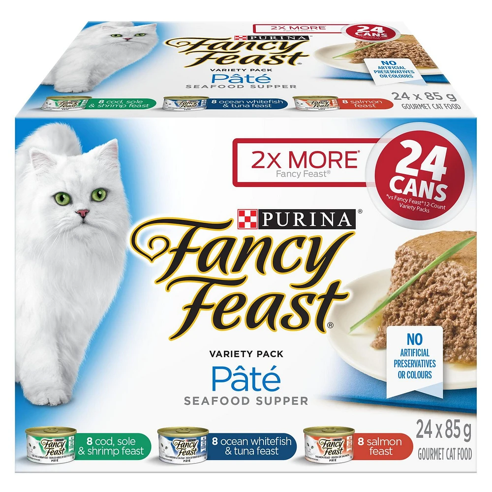 Fancy Feast Seafood Supper Pate Variety Pack, Wet Cat Food 24 X 85g, 24 X 85g