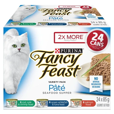 Fancy Feast Seafood Supper Pate Variety Pack, Wet Cat Food 24 X 85g, 24 X 85g