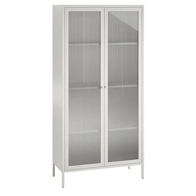 Systembuild Evolution Ashbury Heights Tall 2 Door Storage Cabinet-Fluted Glass Metal Locker, Black