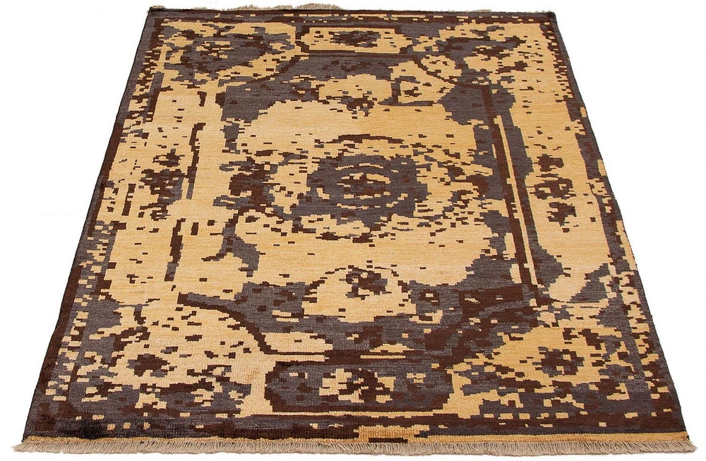ECARPETGALLERY Tapis Noué à la Main pour Salon, Salle à Manger et Chambre à Coucher Transitionnel Collection Oushak Prestige 5'6" x 7'7" en Gris
