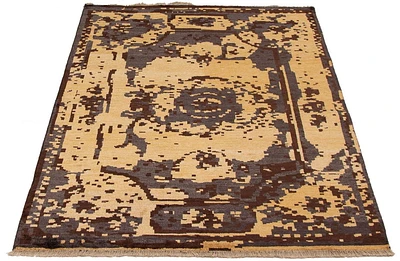 ECARPETGALLERY Tapis Noué à la Main pour Salon, Salle à Manger et Chambre à Coucher Transitionnel Collection Oushak Prestige 5'6" x 7'7" en Gris