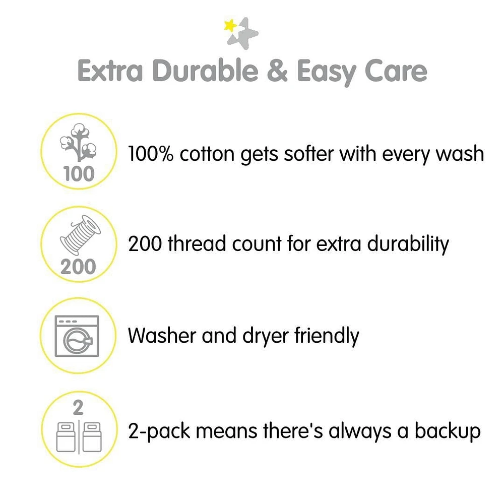 BreathableBaby Taie d'oreiller en percale de coton, pour oreiller pour tout-petit de 13" x 18"/33 x 46 cm (paquet de 2)
