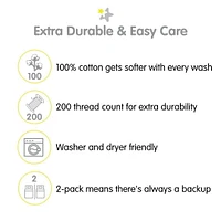 BreathableBaby Taie d'oreiller en percale de coton, pour oreiller pour tout-petit de 13" x 18"/33 x 46 cm (paquet de 2)