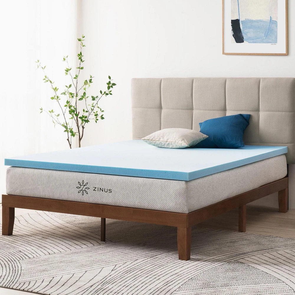 Zinus Spa Sensations 2 Inch Cooling Gel Memory Foam Mattress Topper, Twin, Full, Queen, King