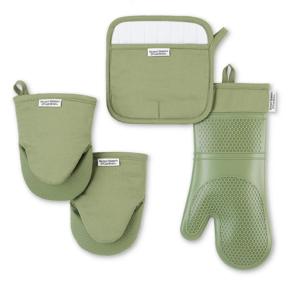 Better Homes & Garden Oven Mitt, Pot Holder, Mini Mitt Set, 4 Pieces, Machine washable