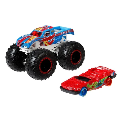Coffret de 2 véhicules Race Ace Monster Trucks Hot Wheels, avec 1 camion à l’échelle 1:64