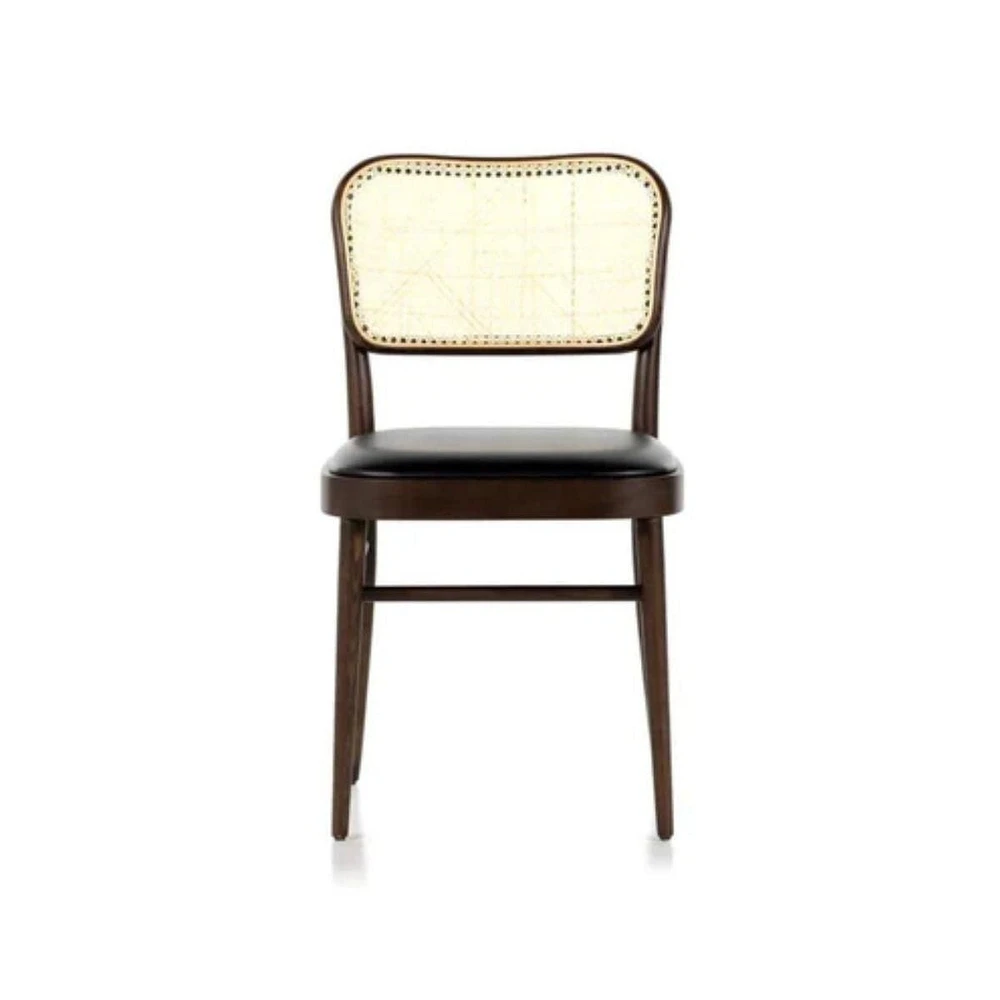 Ensemble de 2 chaises de salle à manger en rotin Purtell – Cadre en bois massif avec un élégant dossier en rotin, présentant un style moderne intemporel du milieu du siècle