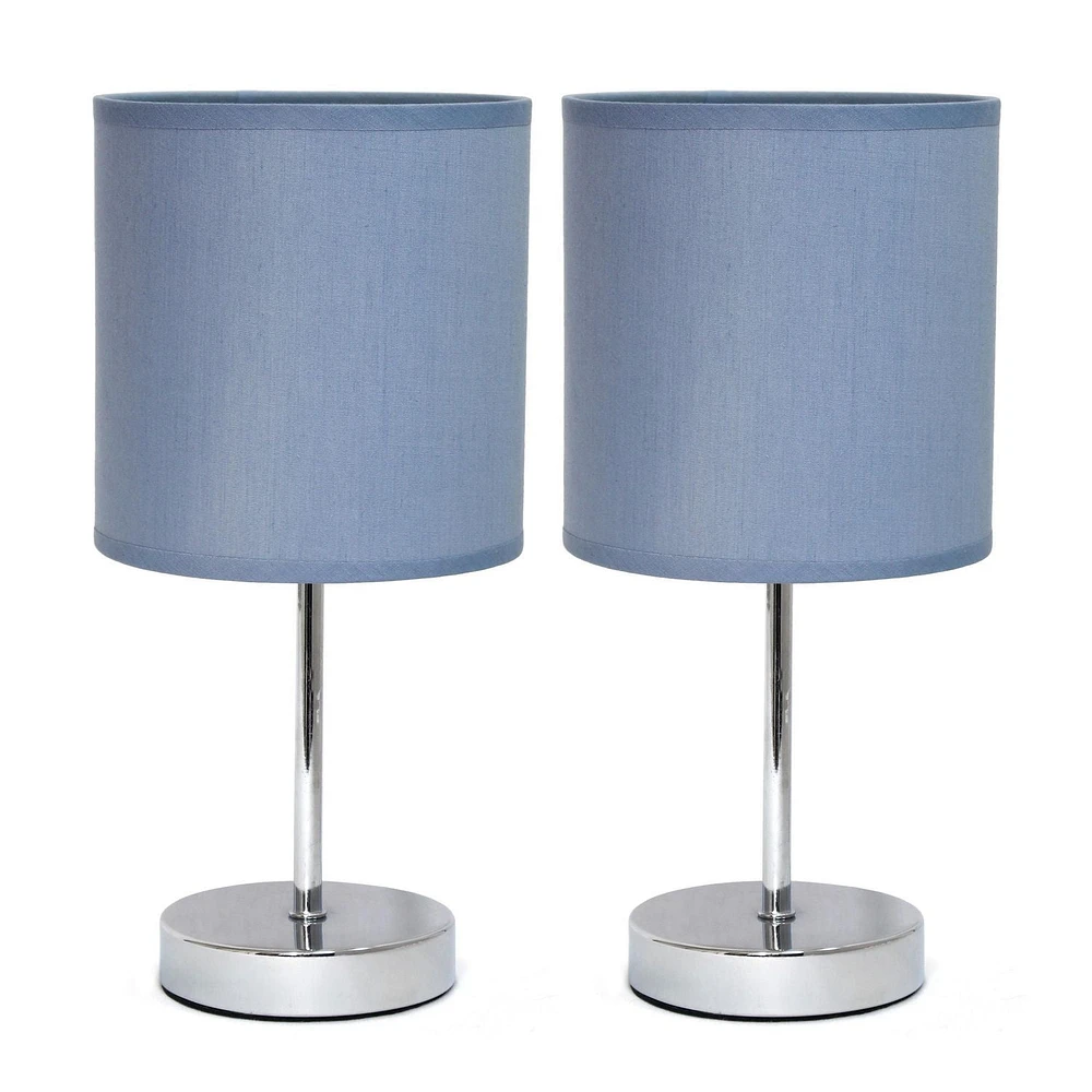 Simple Conceptions de table de base Chrome avec abat-jour en tissu - Lot de 2