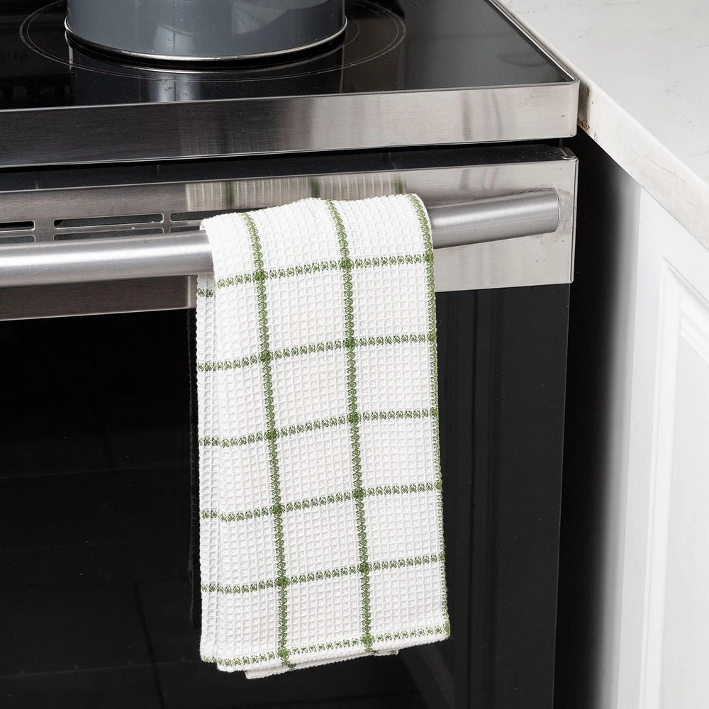 Torchons de cuisine en coton gaufré Fabstyles Solo, torchons à vaisselle extra larges, torchons à vaisselle super absorbants et à séchage rapide avec boucle de suspension, 18 x 28 pouces, lot de 4