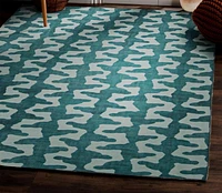 Tapis d'extérieur lavable Doral aqua & vert 5 pi x7 pi
