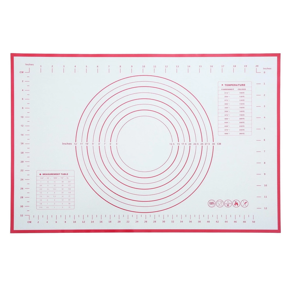 Tapis à pâtisserie réutilisable en silicone 24" x 16" Mainstays avec mesures Tapis à pâtisserie en silicone MS