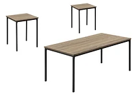 Monarch Specialties  Ensemble De Tables, Ensemble De 3 Pièces, Café, Bout, Métal Noir, Stratifié Taupe Foncé, Contemporain, Moderne