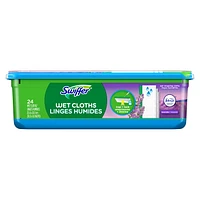 Recharges de linges humides pour balai Swiffer pour balayer et nettoyer les planchers, nettoyant pour planchers multi-surfaces avec fraîcheur Febreze, parfum Lavande, 24unités 24CT