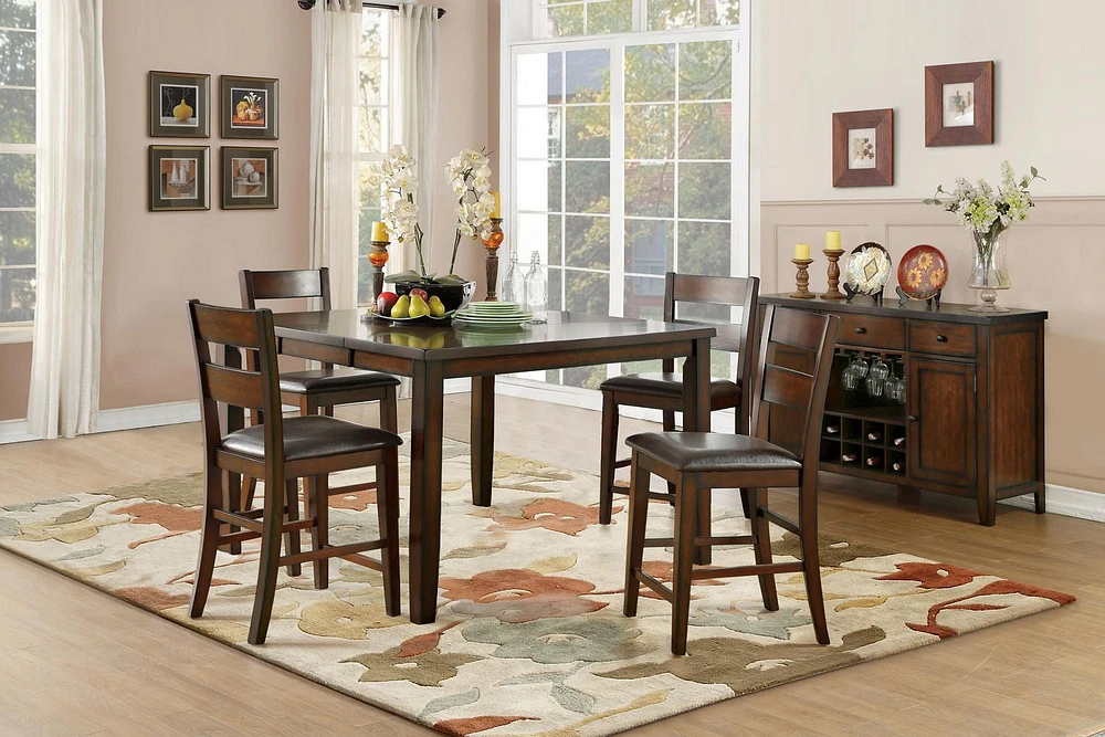 Topline Home Furnishings Burnish Espresso 5pc Counter-height Dining Set