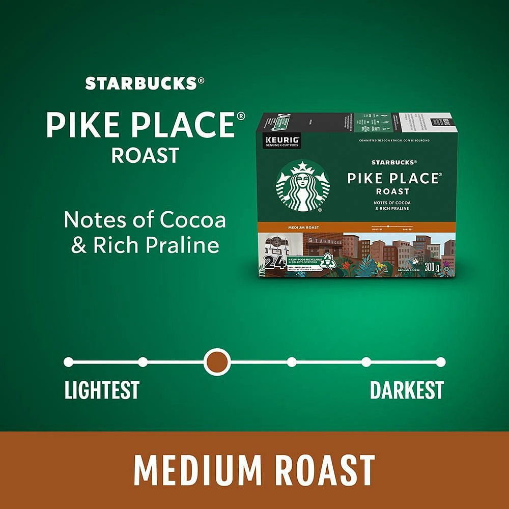 Starbucks® Pike Place® Roast Medium Roast Ground Coffee K-Cup® Pods 24 ct Box, 24 EA