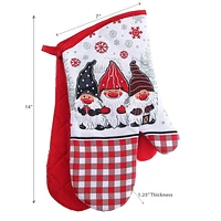 Christmas Oven Mitts 2Pcs Triple Gnome - Ensemble De 2