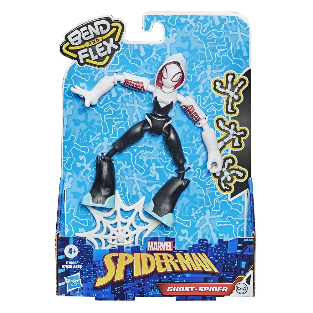 Marvel Spider-Man Bend and Flex  - Figurine flexible Ghost-Spider de 15 cm, incluant accessoire, pour enfants à partir de 6 ans