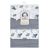 Gerber Organic 4-Pack Flannel Blankets, Outerspace and Stripe