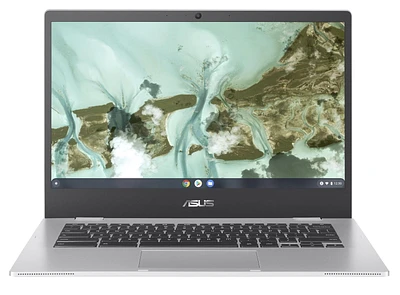 ASUS Chromebook CX1400, 14” HD NanoEdge Display, Intel Celeron N3350 Processor, Chrome OS, Aluminum, Transparent Silver. (CX1400CNA-WS01-CB), 32GB eMMC,  4GB RAM, Intel HD