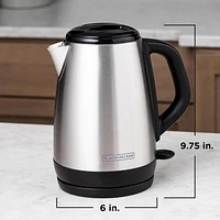 Black+Decker 1.7L Stainless Steel Electric Cordless Kettle, BD 1.7L SS Electric Kettle