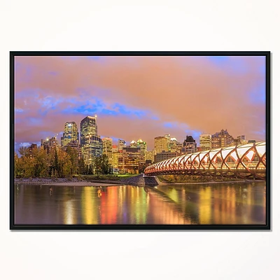 Design Art Calgary Dans La Nuit  Sur Toile Encadrée