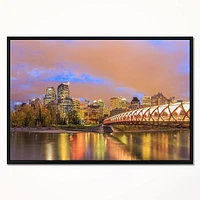 Design Art Calgary Dans La Nuit  Sur Toile Encadrée