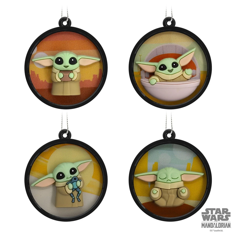 Ensemble de 4 mini décorations Hallmark de Noël (Grogu, La Guerre des étoiles : Le Mandalorien, plastique incassable)