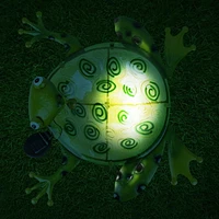 Angelo Decor bain d'oiseau en verre grenouille 74 cm avec piquet en métal et lumière solaire