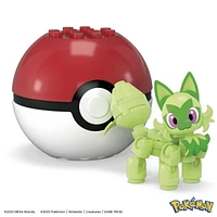 MEGA – Pokémon – Figurine articulée – Poussacha, Pokéball - 27 pièces