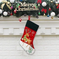 Holiday Time 20 inches velvet Reindeer stocking - Red