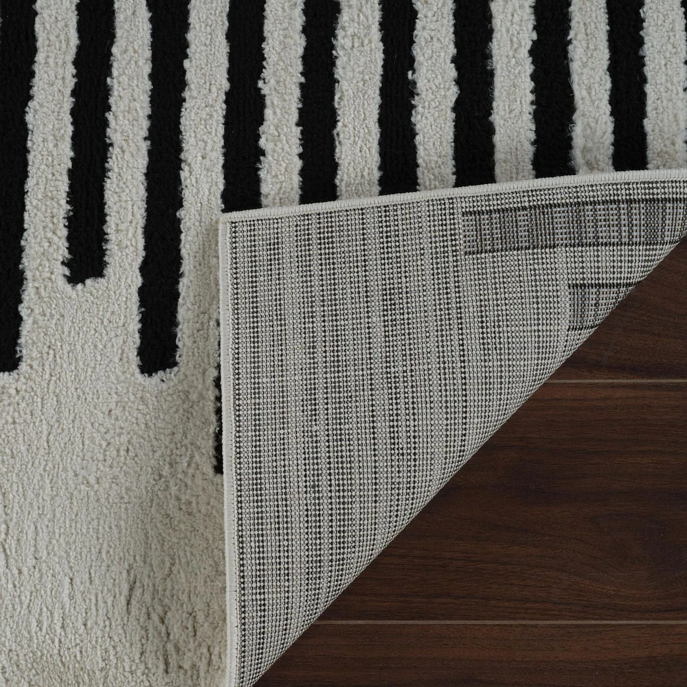 Rug Branch Domus Abstract Indoor Area Rug, Cream Black, Modern - Living Room, Bedroom, Dining Room