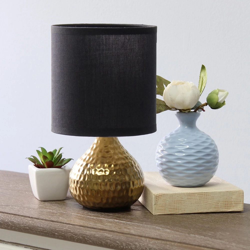 Simple Designs Mini lampe de table or martelé