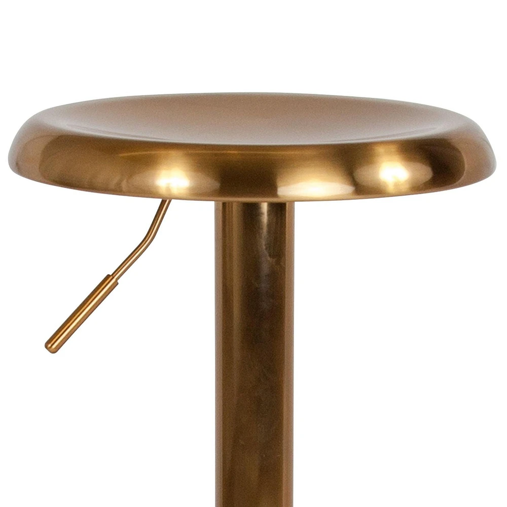 Tabouret de bar à hauteur réglable de la série Madrid au fini doré