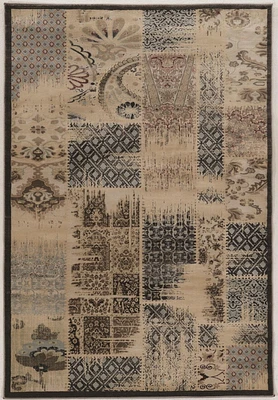 Tapis Bijou PatchWork beige et bleu de 8 pi x 10 pi 4 po
