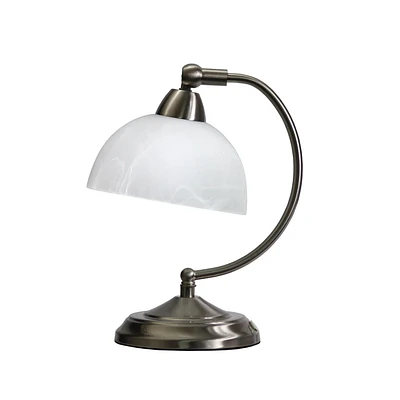 Lampe de bureau de banquier moderne Mini avec base de contrôle à gradateur tactile, nickel brossé