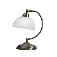 Lampe de bureau de banquier moderne Mini avec base de contrôle à gradateur tactile, nickel brossé