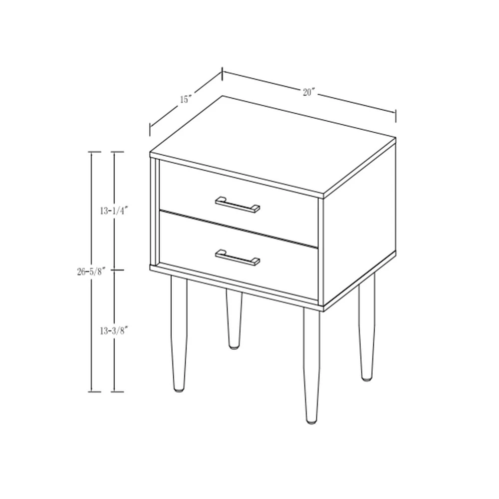 Manor Park Modern 2 Drawer Nightstand and Side Table with Storage  - Multiple Finishes