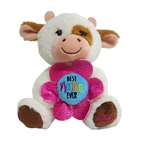 Way To Celebrate Mother's Day Plush Cream Cow with Flower, 6inch