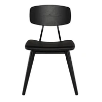 Scholar Dining Chair - Black Naugahyde seat with black oak legs and Black oak seat with black oak legs